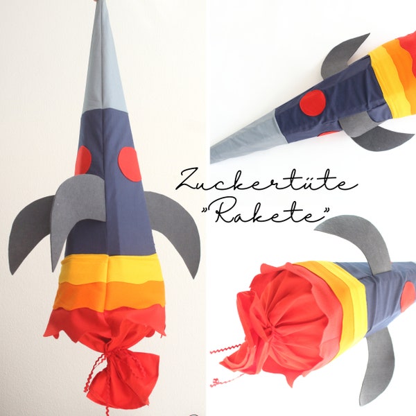 Sugar cone "Rocket" including blank, school cone rocket, sugar cone with name, school cone with name, sibling school cone, space