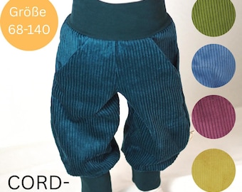 Cordhose für Kinder • Gr. 68-140 • fünf Farben: curry | apfelgrün | petrol | rauchblau | beere • extralange Bündchen zum Mitwachsen