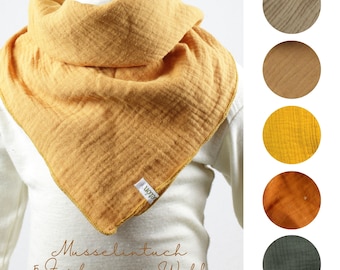 Muslin cloth, five colours to choose from, sand, cinnamon, ochre, mustard, olive, caramel, beige