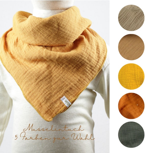 Muslin cloth, five colours to choose from, sand, cinnamon, ochre, mustard, olive, caramel, beige