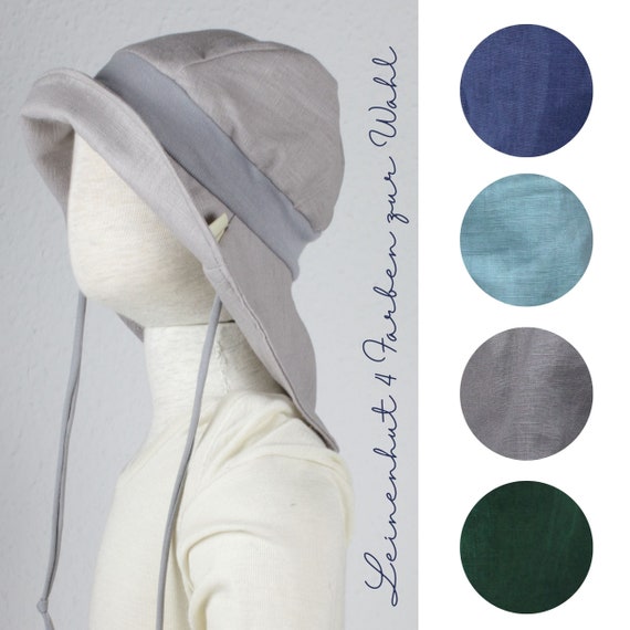 Sombrero para el sol / sombrero para el sol fabricado en lino, cuatro  colores a elegir, abeto, azul hielo, azul oscuro, gris -  España