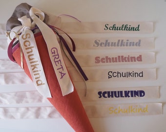 Name ribbon for school cone /NO RETAIL SALES - only buy if a school cone is also ordered from my shop (Coquetón).