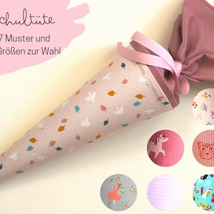 Zuckertüte, Geschwisterschultüte (nur Stoffbezug), 7 Motive und 3 Größen zur Wahl, Leopard, Blume, Fee, Vogel, Blumen, Elfe, Einhorn