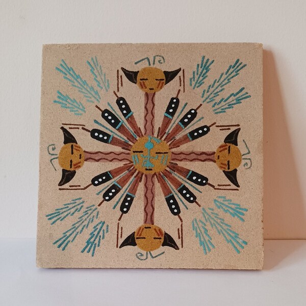 Vintage Navajo Sand Painting Native American Sand Art