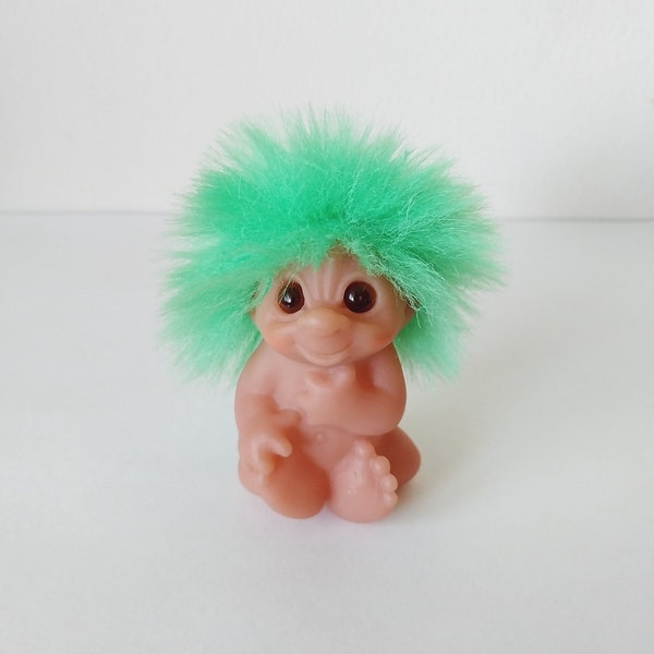 Vintage 1985 Dam Troll Doll Baby with Green Hair