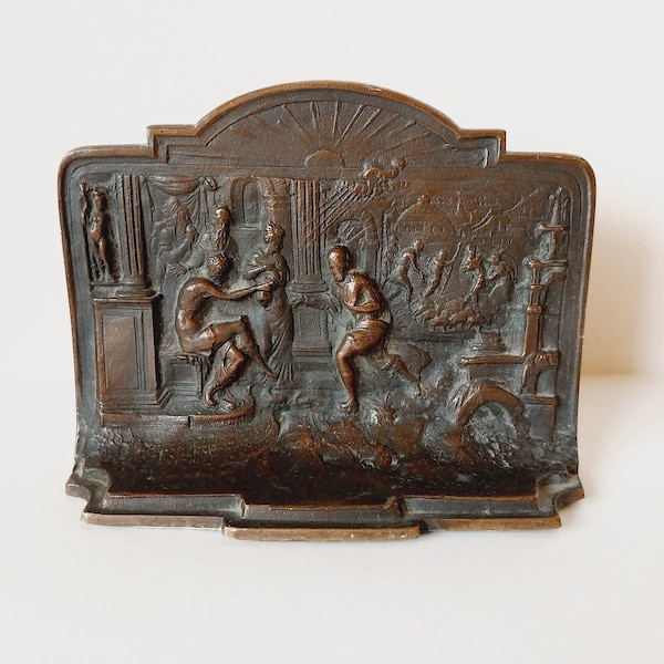 Antique Bronze Bookend Street Scene Book End