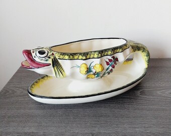 Henriot Quimper France French Hand Painted Fish Sauce Gravy Boat