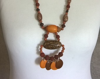 Boho chic handmade necklace made of natural material (tropical seeds)