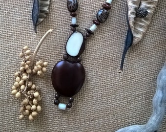 Handmade ethnic necklace, white tagua necklace, seed necklace, nature necklace