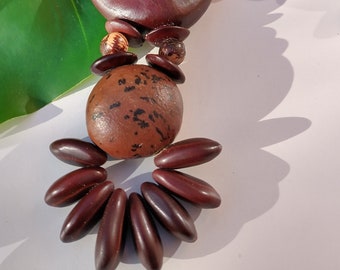 Artisanal necklace in tropical seeds / necklace man / woman gift / unique / original jewelry