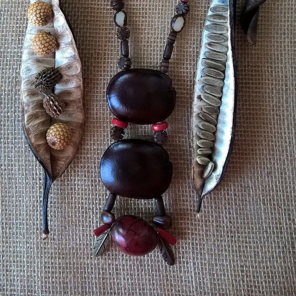 Collier ethnique en graines tropicales /collier artisanal/collier tribal/collier femme