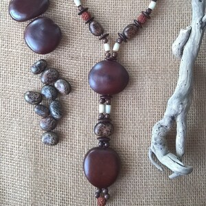 Ethnic necklace in tropical seeds image 1