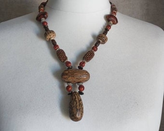 Handmade ethnic necklace in tropical seeds Men's/women's necklace, jupati necklace,