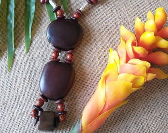 Handmade ethnic necklace made of tropical seeds/men's women's necklace/gift/unique jewelry