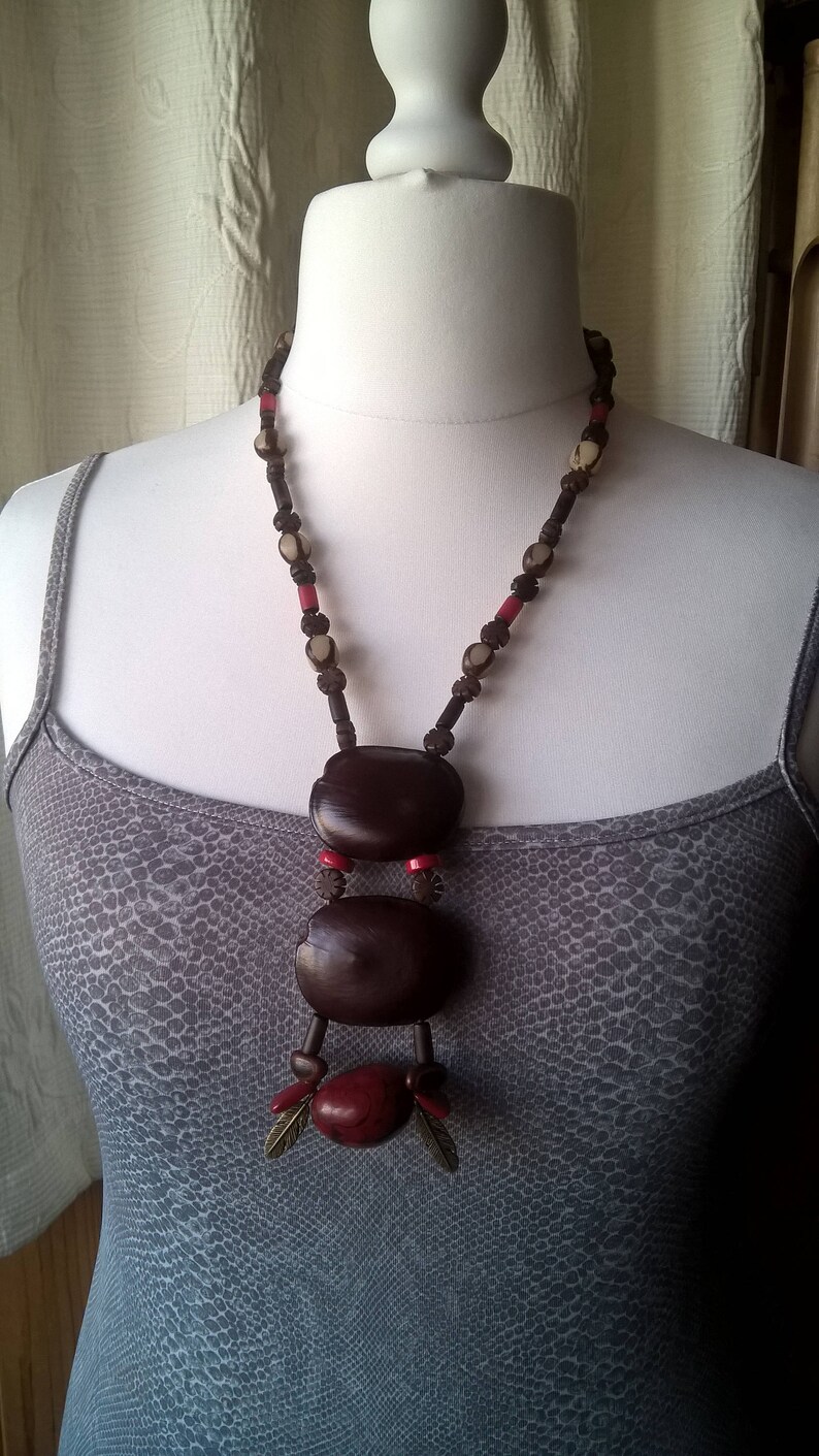 Ethnic necklace in tropical seeds/artisanal necklace/tribal necklace/women's necklace image 4