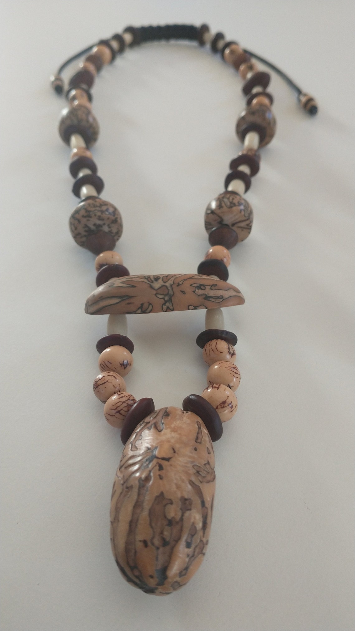 Parure Ethnique Artisanale En Os Poli - Collier Et Boucles D'Oreilles Vanarassi - Neuf
