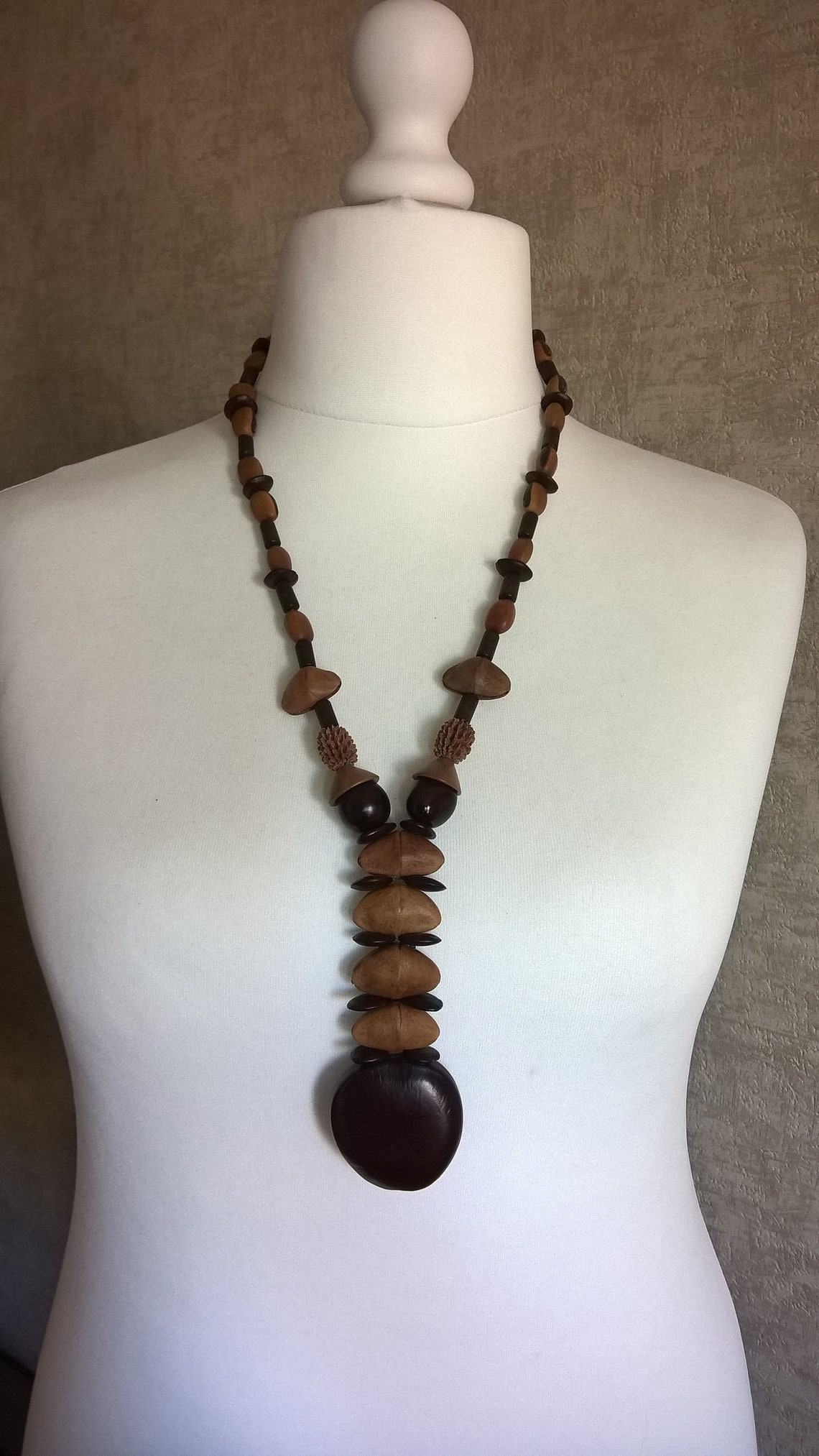 Collier Ethnique Artisanal Vintage, Gros Maillons, Occasion