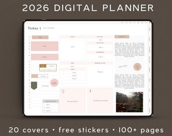 Planificador de vida digital 2026: Adaptado para personas con TDAH, con hipervínculos (pegatinas digitales)