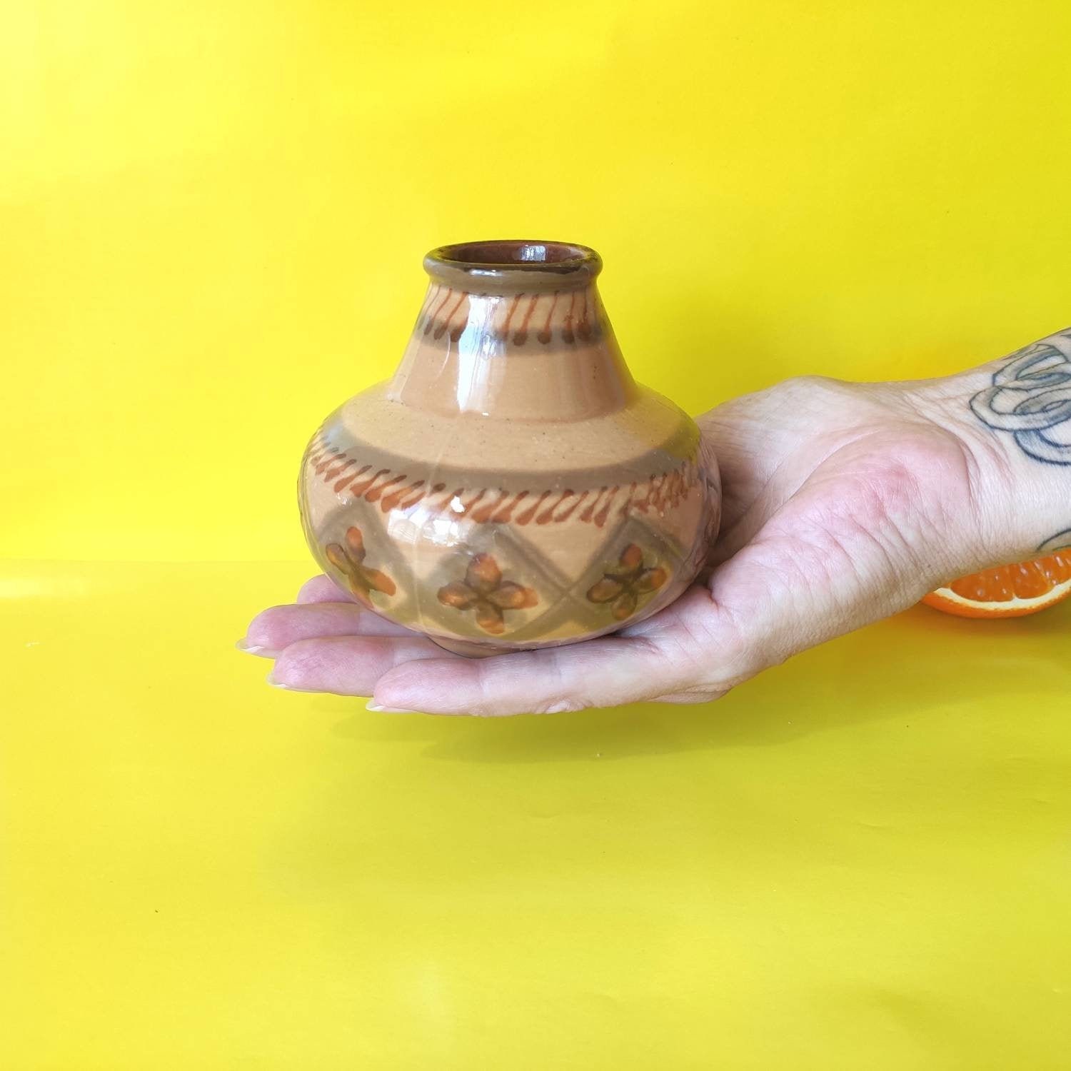 Terracotta vase vintage Bud vase Mid Century Small ceramic Etsy