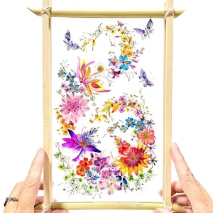 Handmade Pressed Wildflower Wall Artr Frame : Real Dried Plants Suncatcher (12x9 in) (4)