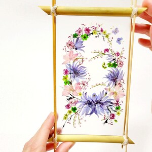 Dried flower wall art in floating frame 9 in x 5.5 in ( 23 cm x 14 cm) Pressed flower frame Office wall decor Gift for mom sister  (15)