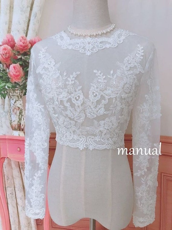 Bridal bolero Long sleeve bolero Bridal wedding ivory beaded Etsy