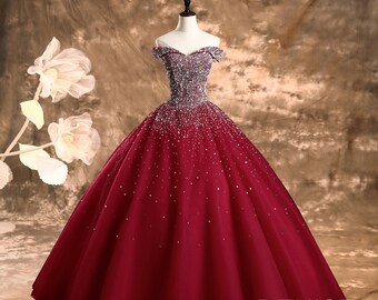 red ball gown