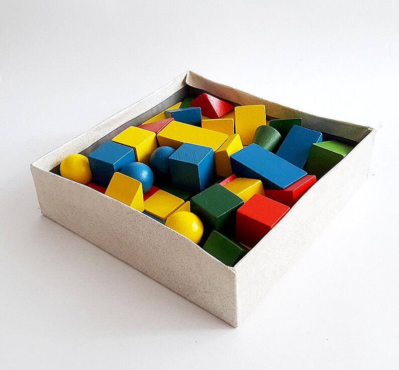 Wooden colorful geometric shapes toys soviet vintage etsy