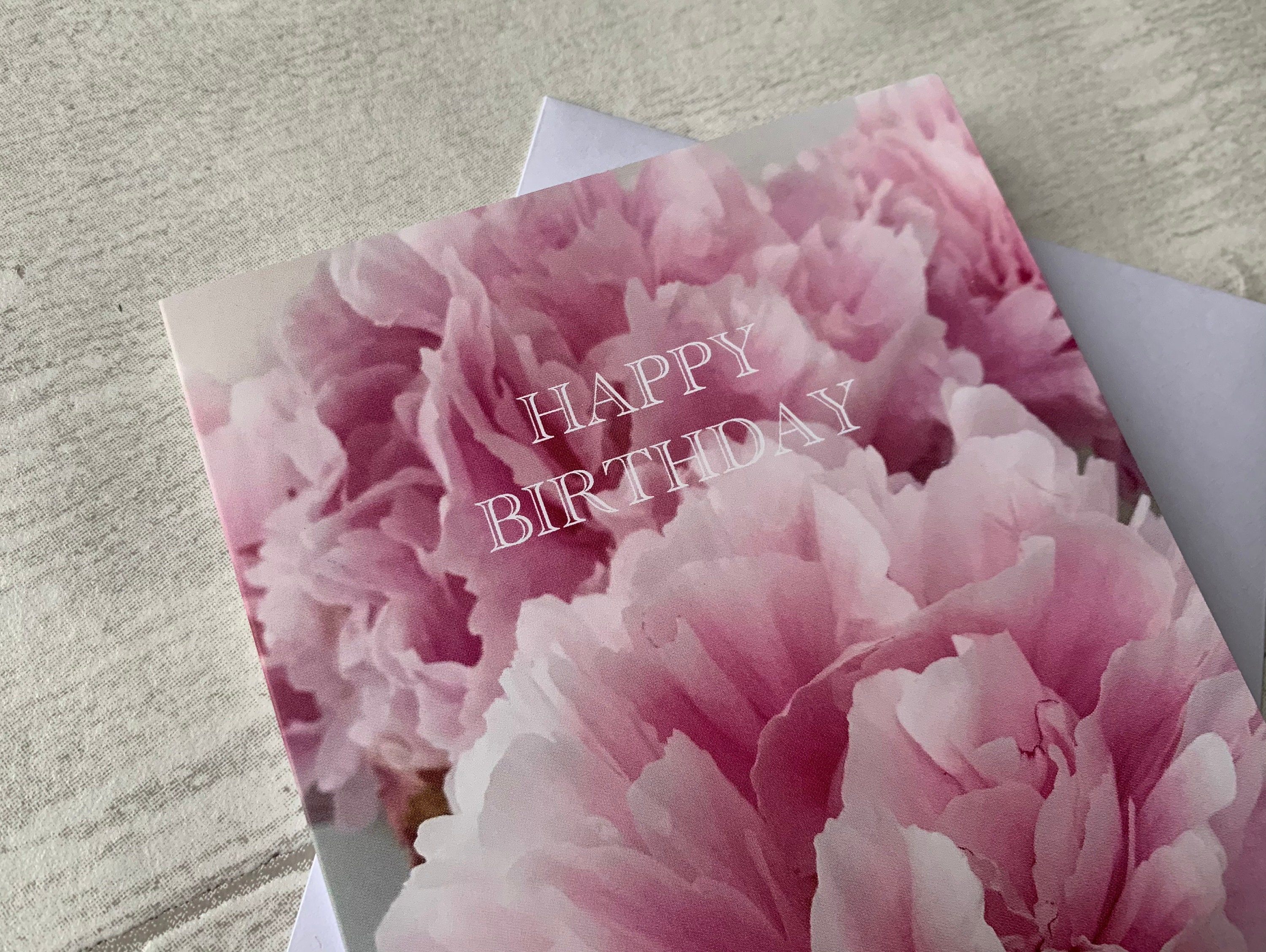 Pale Pink Peony Flower Happy Birthday Card - Etsy