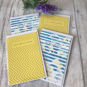 Pack de 4 GET WELL CARDS pack - blanc pour écrire votre propre message.