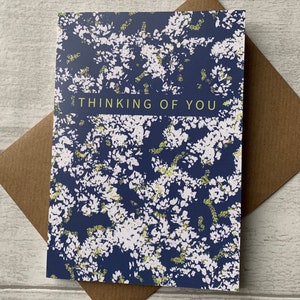 Thinking Of You Card Green et White Leaf