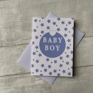 Carte Bébé Garçon Blue Heart Star Card