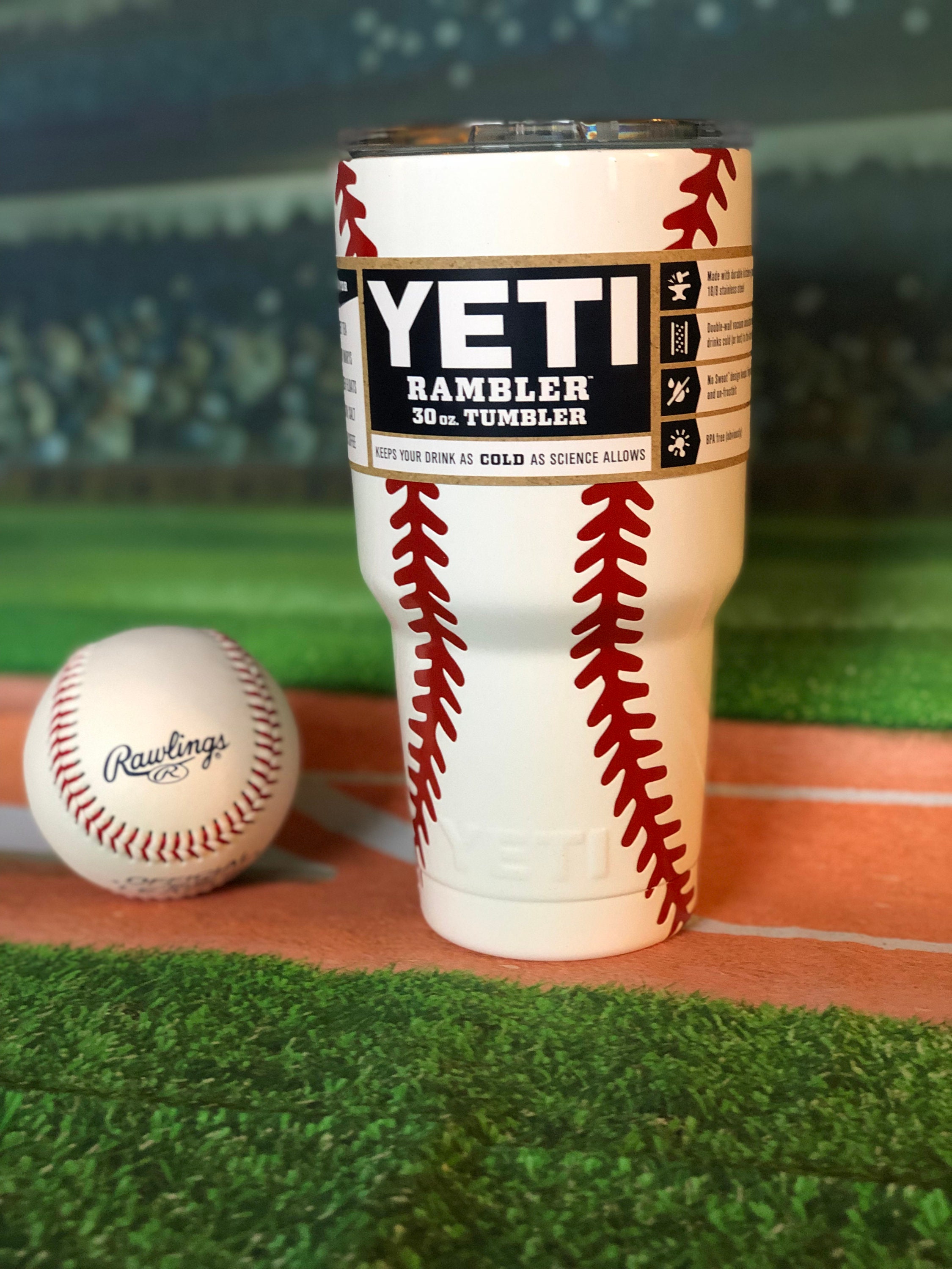 Custom Yeti Tumbler Yeti Powder Coated Yeti 30oz Baseball Etsy