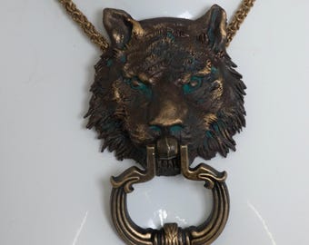 bronze tiger statement necklace