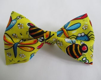 Nigel's Nature and Bug Lover Bow Tie!  Bright Colors and Playful Bugs and Flowers.
