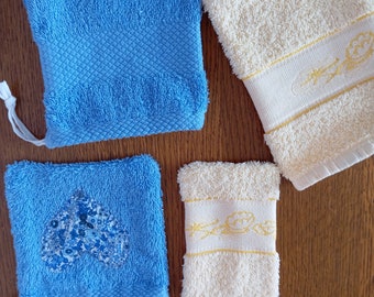 étuis éponge coton pour savon ou shampoing sec / gants de toilette