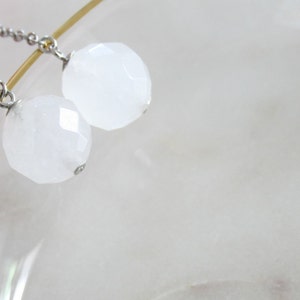 Faceted Pale Pink Rose Quartz & Diamond Romantic 14k White Gold Earring Drops Made to Order image 8