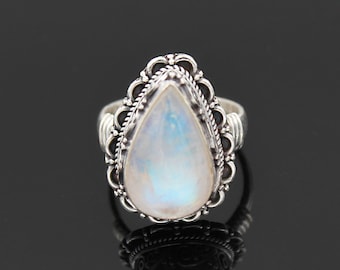 Vintage Black Onyx Ring Moonstone Ring,925 Sterling Silver Ring,Filigree /& Statment Ring,Christmas gift,Valentine Day gift,Anniversery Ring