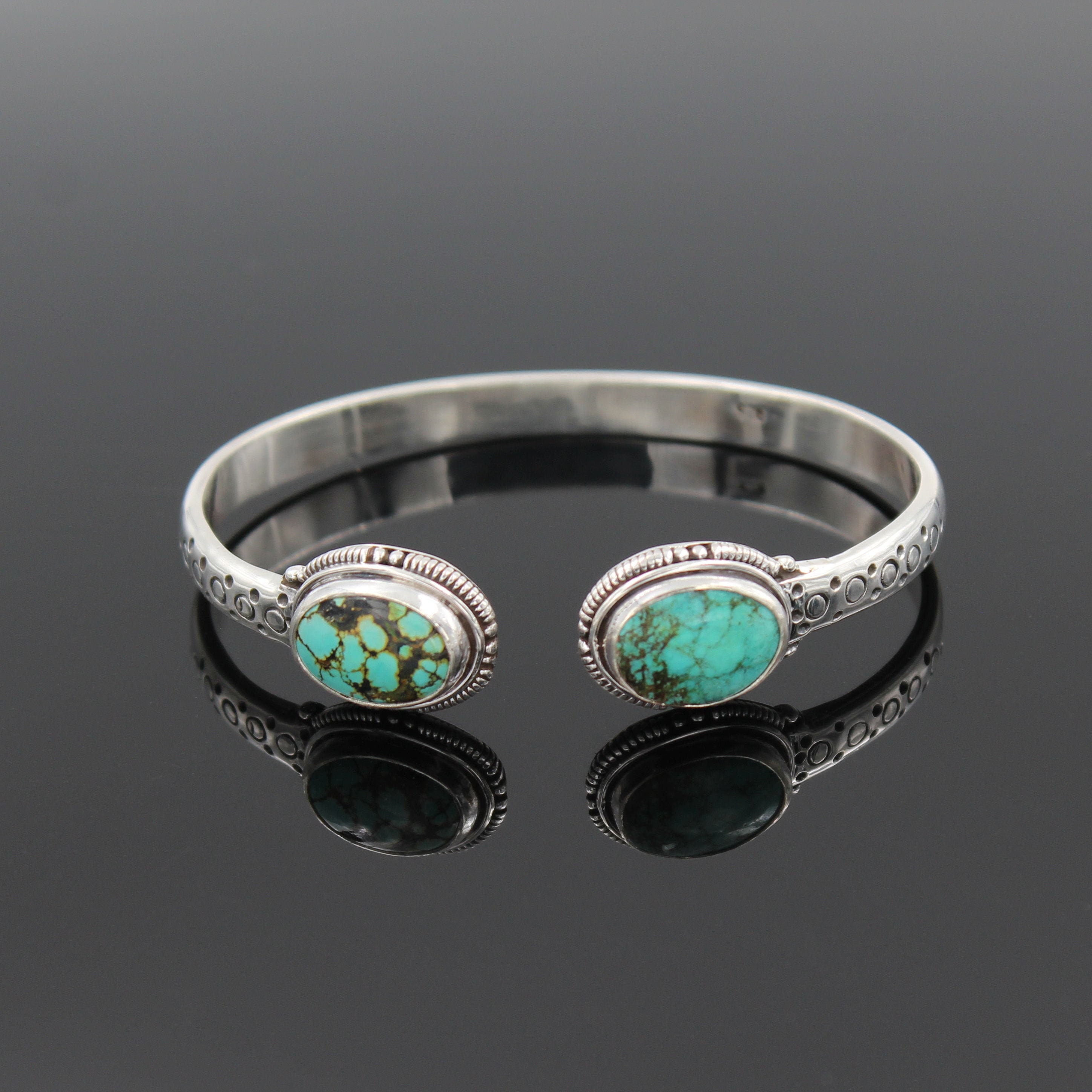 Natural Turquoise Bracelet. Authentic Turquoise Crystal on 925 Sterli…