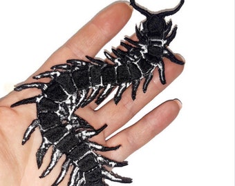 Horror punk patch, occulte patch, duizendpoot patch, insect patch, patches voor jas, griezelig crawly