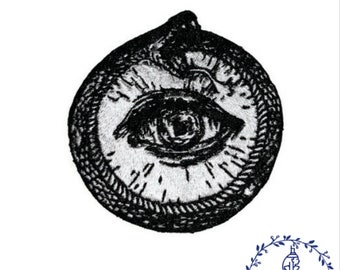 Patchs gothiques, Ouroboros, Troisième Œil de la Providence, Grand fer brodé sur patch