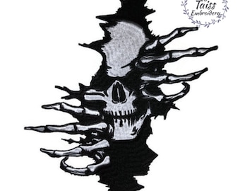 horror patch Spine Back Patch, Large Embroidered Patch, Skeleton, Skull , punk patch, goth patch, patch for jacket