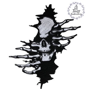 horror patch Spine Back Patch, Large Embroidered Patch, Skeleton, Skull , punk patch, goth patch, patch for jacket