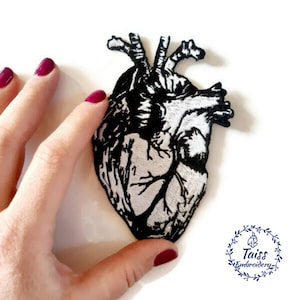 Anatomical heart patch, Large punk iron on patch, Grunge patch, gothic, tattoo, unique patch, occult patches