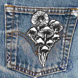 Mushrooms patch, Minimalist patch, dark mori, toadstool patch, back patch, punk patch, witchy patch, embroidered sew on patch