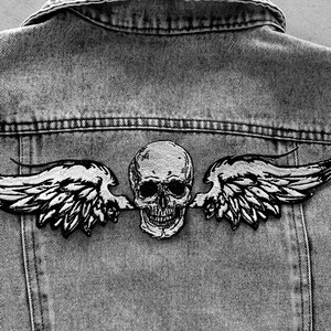 Skull flying, Punk patches, Dark myth satan patch, Embroidered Iron-on Sew Patch