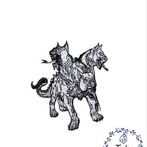 Dog Cerberus embroidered iron on patch