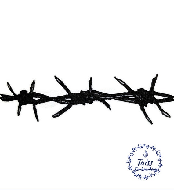 Barbed Wire black Patch, set 2p, Punk, gothic patch, tattoo, unique patch, large embroidered iron on patches