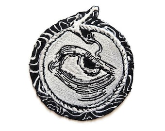 Mystical Eye Embroidered Patch | Black and White Occult Applique | Iron-On or Sew-On All Seeing Eye