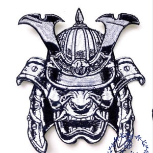 Oni Dämon Aufnäher, Rückseite Patch, Samurai, Bestickter Bügelbild